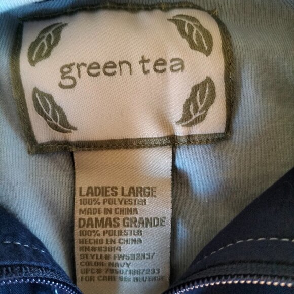 GreenTea Blue Bomber Jacket with Elastic Waistband - Picture 9 of 10